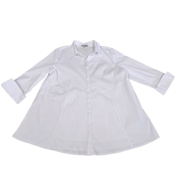 HABITAT The One White Button Down Tunic Shirt Top With Pockets Women's Size L - Picture 9 of 16